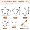 Pack of 12 Metal Stars 30/25/20/10/5 cm, Black Christmas Decoration,