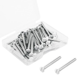 SBRRAIL 1 Inch Long 6-32 Thread Wall Plate Screws for Outlet Switch Covers Face Plates Electrical Light Panel White Oval Head Milled Slot Screw Replacement 50pcs