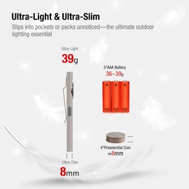 Klarus E5 Plus - Ultra-Slim Dual Switch 3-Light Sources EDC Flashlight, 650 Lumens, USB-C Rechargeable, IPX4, Magnetic Base & Clip (Gray)