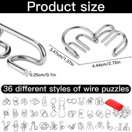 Xrten 36 Piece Metal Brain Teaser, Metal Wire Puzzle Set, Puzzle Games, IQ Puzzle Set, Puzzle Games, Metal Puzzles for Children and Adults