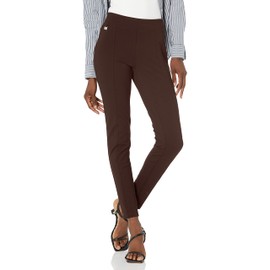 Zac & Rachel Women's Pull On Ankle Pant with Metal Tab, Chocolate, XL