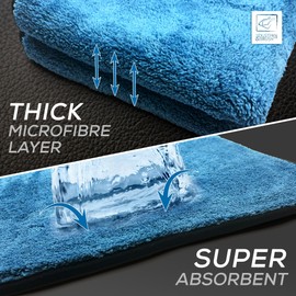 Microfibre Car Drying Towel Thick, Super Absorbent, Lint Free 40cm x 40cm Microfiber Cloth Car - Perfect Addition to your Car Washing, Drying, Detailing and Polishing (Pack of 1)