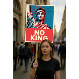 No Kings In America Protest Sign, Anti-Trump Resistance, Political Activist Poster, Rally Sign, Resist Fascism Protest Poster