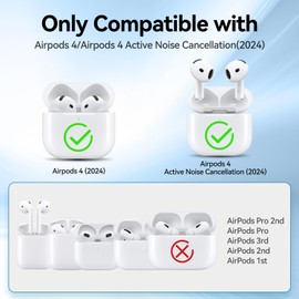T Tersely Crystal Clear Case Cover with Cleaner Kit for AirPods 4(2024) - Premium Silicone TPU with Keychain Hook, Supports Wireless Charging, Shockproof Protection (Glitter Transparency)