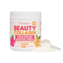 Beauty Collagen-Unflavored Collagen Powder-5 Types of Collagen, Sea Moss, Biotin, Keratin, Hyaluronic Acid, Vitamin C and Probiotics–Hair, Skin, Nails- All Natural, Made in USA-45 Servings