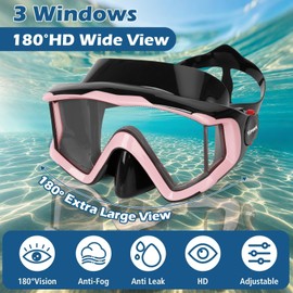 Yimserk Snorkeling Gear for Adults, Anti-Fog 180°Panoramic Snorkel Mask Set with Dry Top Snorkel Tube, Soft Silicone Scuba Gear, Adult Snorkel Set with Mesh Bag for Swimming Diving Travel