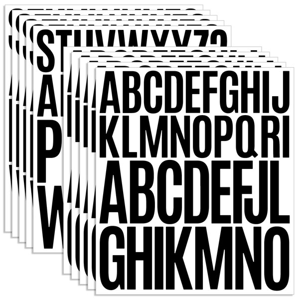 10 Sheet Large Letter Stickers - 2+3 Inch Black Vinyl