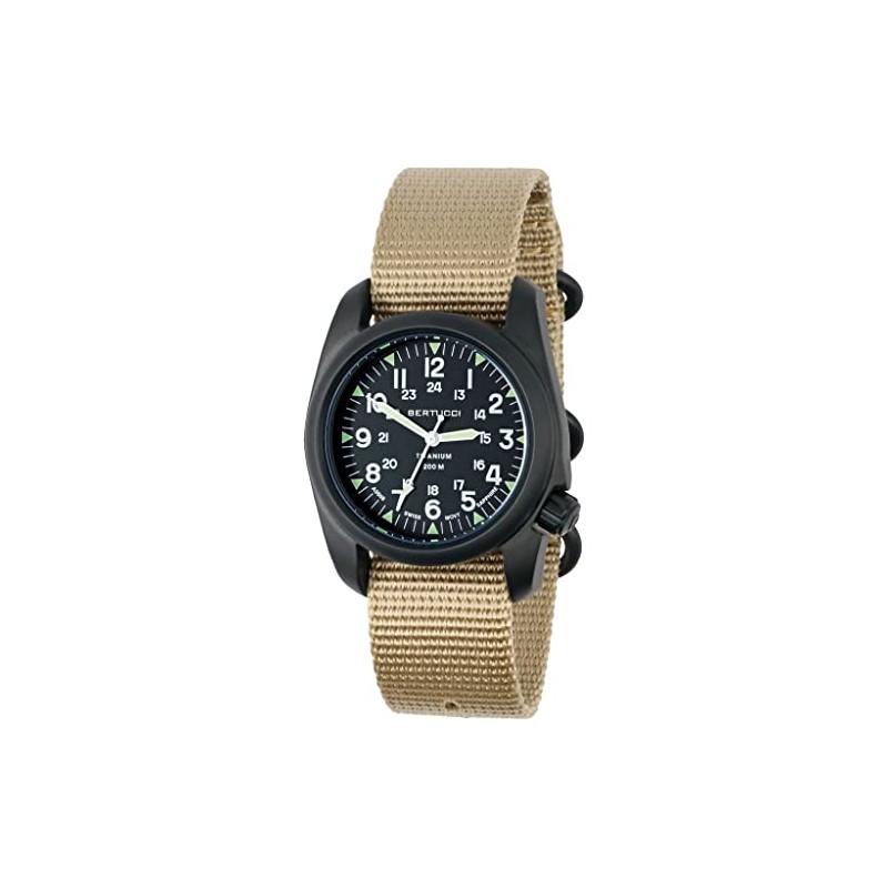 Bertucci A-2t Vintage - Black Dial- 124b Defender Khaki Nylon