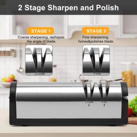 iFCOW Electric Knife Sharpener, Rechargeable Stainless Steel Electric Knife Sharpener 2 Stage Kitchen Knives Sharpeners for Quick Sharpening Polishing