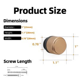 KOMOTIA 20 Pack Matte Black and Champagne Bronze Kitchen Cabinet knurled Knobs Cabinet Knobs Black Drawer Knobs Kitchen Hardware Cupboard Knobs Drawer Knobs