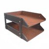 Leather Desk Organizer, Letter Tray Holder with Accessories, 2-Tier Stackable