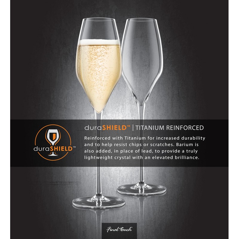 Final Touch 100% Lead-free Crystal Champagne Flutes Glasses Made with