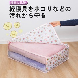 Astro 183-22 Storage Case for Blankets, Petite Rose Pattern, Set of 3, Non-woven Fabric, Storage Bag, Futon, Towel Blanket, Skin Comforter, Transparent Window Included