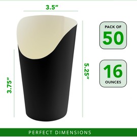 Black French Fry Cups Disposable Paper Cup | Charcuterie Cups Disposable French Fry Holder | Paper Cups French Fries Holder Pack of 50 Appetizer Cups
