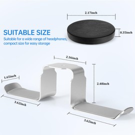 Bonsture Magnetic Headphone Holder, Dual Headset Hooks, Aluminum Headphone Hanger for Desk & Table, Headphone Mount Stand with Rubber Pad, Compatible with All Computer/Gaming Headsets (Silver)