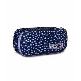 Seven Pencil Case, Multicoloured, Sustainable Fabric, Pencil Case for Stationery, with Timetable and Elastic Bands for Girls & Boys, School & Primary School, CHARMING PATCH, Chalk Violet/English