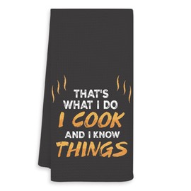 OSLYSOF Funny Kitchen Towels, Cooking Lover Gifts Dish Tea Towels for Kitchen Decor, Chef Towel,That's What I Do I Cook and Know Things Decorative Hand Towels, Cooking Gifts for Women, 16x24 Inch