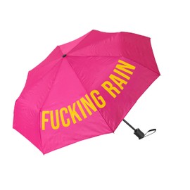 Fisura - Original Folding Umbrella F*cking Rain" Mini Umbrella Pink and Yellow Small Women Umbrella Automatic Folding Umbrella Travel Umbrella, pink