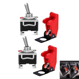 10A/12VDC, 6A/24VDC Toggle Switch, On/Off Rocker Switch with Metal Lever, SPST 2-pin Rocker Toggle Switch for Car, Truck, Boat, Pack of 2