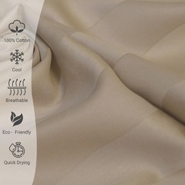 Pizuna Cotton Sheets Twin XL Size, 300 Thread Count Long Staple Cotton Soft Sateen Sheets Twin XL with 15" Deep Pocket (Combed Stripe Luxury Taupe Cotton Sheets Twin XL)