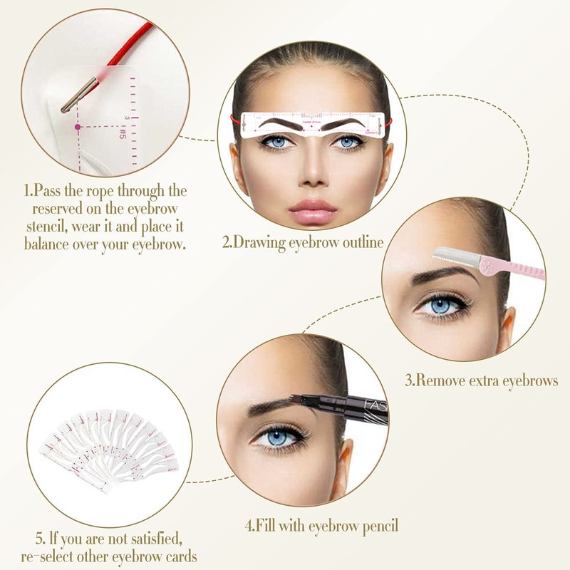12 Pieces Eyebrow Stencils Set, DIY Eyebrow Stamp Stencil, Brow
