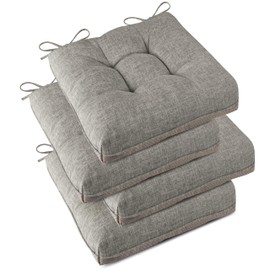 AddGrace Chair Cushions for Dining Chairs Set of 4 Large Kitchen Chair Cushions with Non-Slip Backing and Ties Square Textured Chair Pads for Dining Chairs 18" x 18" Light Grey
