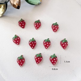 50Pcs Red Nail Charms Accessories Cute Strawberry for Spring Summer Season Manicure Decoration Kawaii Nail Art Rhinestones Fruit Gems for Women's Beauty and Personal Care Nail Art Accessories