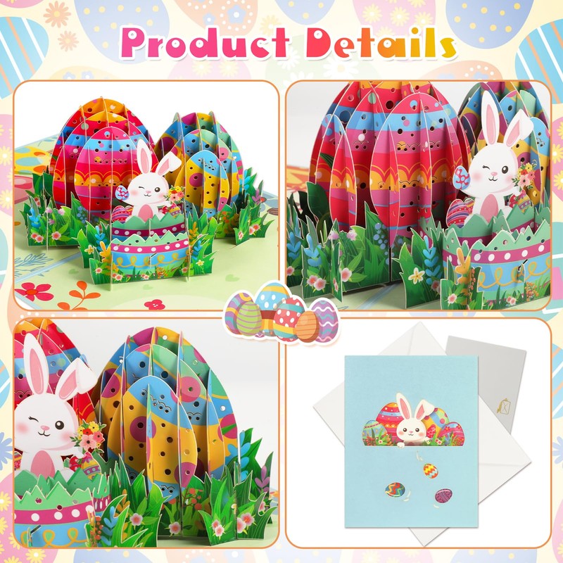 HOWAF Easter Card 3D Pop Up Card, Easter Egg Easter