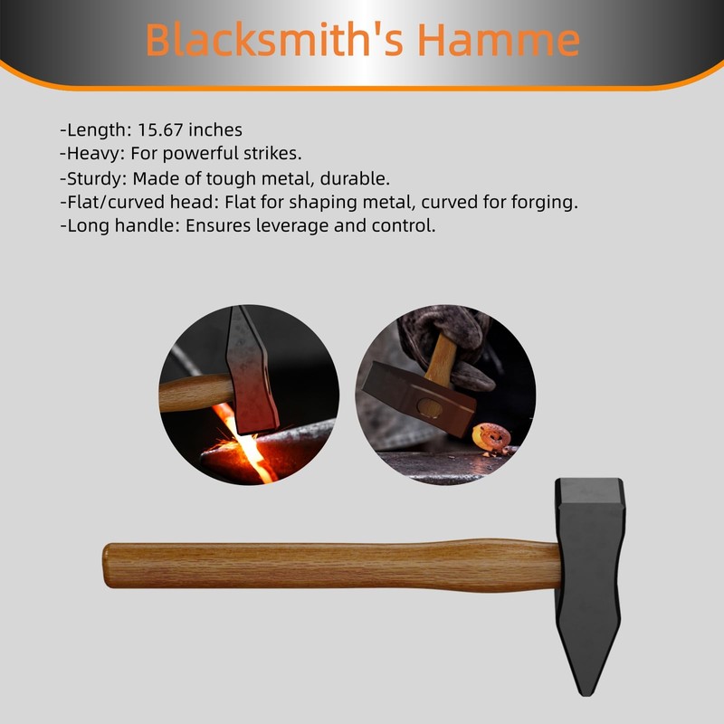 Blacksmith Tongs Set, 17 Inch Carbon Steel Forging Tongs, 2-Piece