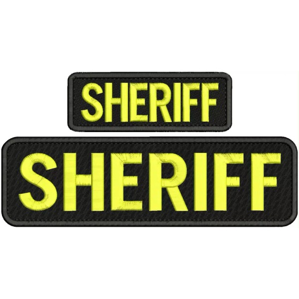 sheriff embroidery patch 3x11 and 2x6 hook on back YELLOW