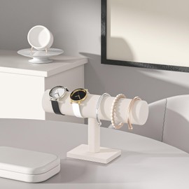 LongMen Bracelet Holder Stand, Bracelet Display,Jewelry Organizer Stand for Necklaces Bangles and Watches (Beige, 1 Tier)