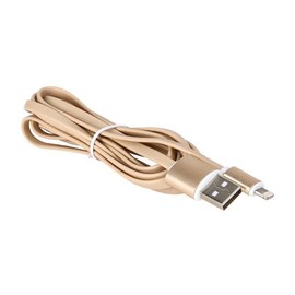 Nippon Labs USB-LI-6-GL 6 ft Gold Aluminum MFI-Certified Lightning Flat Cable with Gold Connetors and Gold Cable - USB Type-A to 8-Pin Lightning Cable