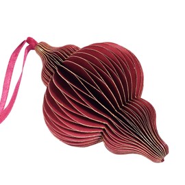 Christmas Pendant 3D / Oblong Paper / Premium Quality / Paper Pendant - Christmas Decoration 8 cm in Maroon / Pajoma