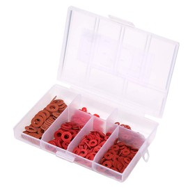 Red Insulating Discs, 500 Pieces Fibre Optic Motherboard Insulating Disc Spacers, Red Insulation Washers Assortment Kits, Carbon Steel Coated, Flat Washers