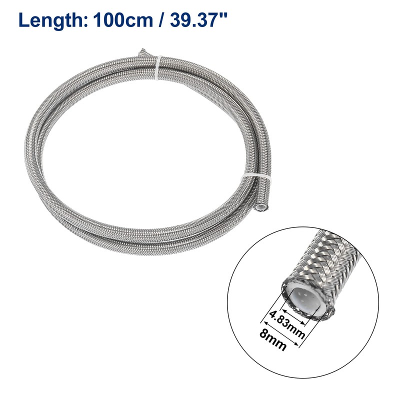 X AUTOHAUX AN4 1/4" 1 Meter Universal Braided PTFE Stainless