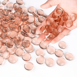 440g Ciottoli di Vetro, Vetro Traslucido di Pietre Colorate Decorative, Pietre per Acquario, Pietre Decorative per Vasi, Vetro Sassi per Acquario, Rosa