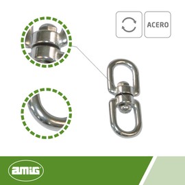 amig - Stainless Steel Swivel Ring Mod.30140, Double Eye Anchor That Connects Shackles and Carabiners and Prevents Ropes, Chains or Ties from Twisting, Measurements: Ø 3.8 x 50 mm, M. Multicoloured