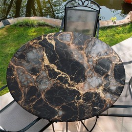 COTAIL - Mantel redondo ajustable con diseño de borde elástico, impermeable, resistente a las manchas para mesa redonda de 32 a 36 pulgadas para comedor, picnic, fiesta, decoración, al aire última