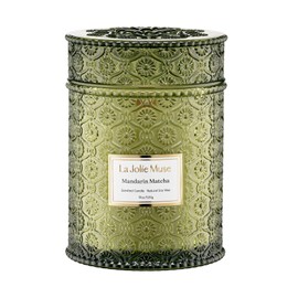 LA JOLIE MUSE Mandarin Matcha Scented Candle, Summer Candle, Natural Soy Candle, Large Candle for Home, Wood Wicked Candle, Luxury Candles Gift, 19 Oz