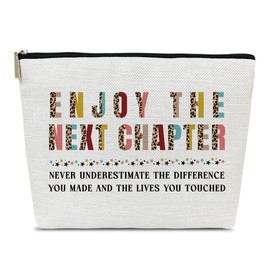 Thank You Gifts Makeup Bag, Retirement Cosmetic Bag for Purse, Gifts for Teacher Appreciation, Coworker Leaving, Women Stuff, Enjoy The Next Chapter