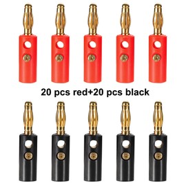 Greluma 40 x 4 mm Speaker Banana Plugs, Stackable Connectors for Speaker Cables