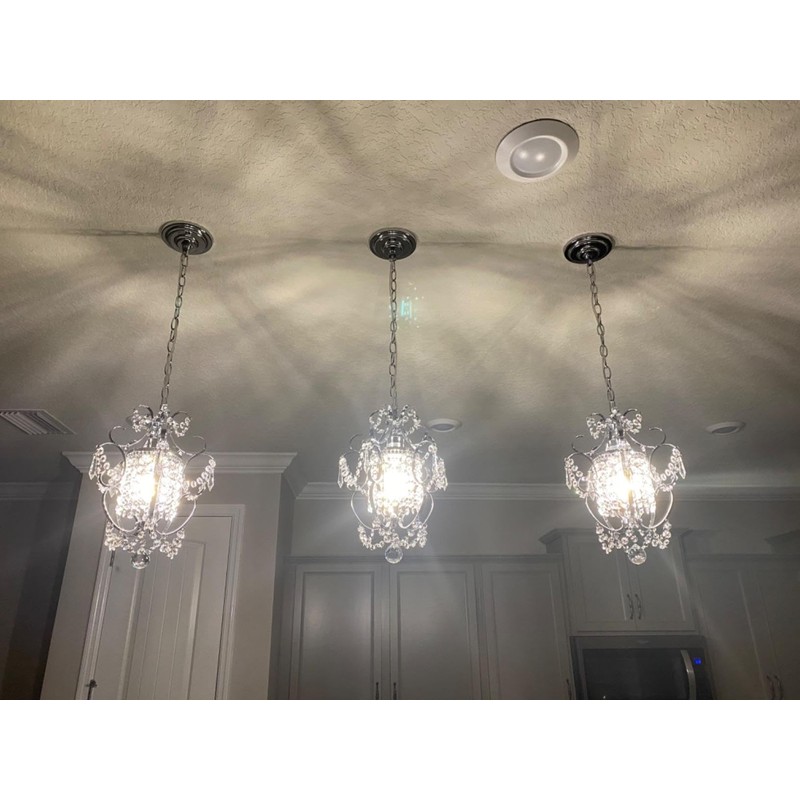 riomasee Mini Chandelier Modern Chrome Crystal Ceiling Light Fixture 1-Light