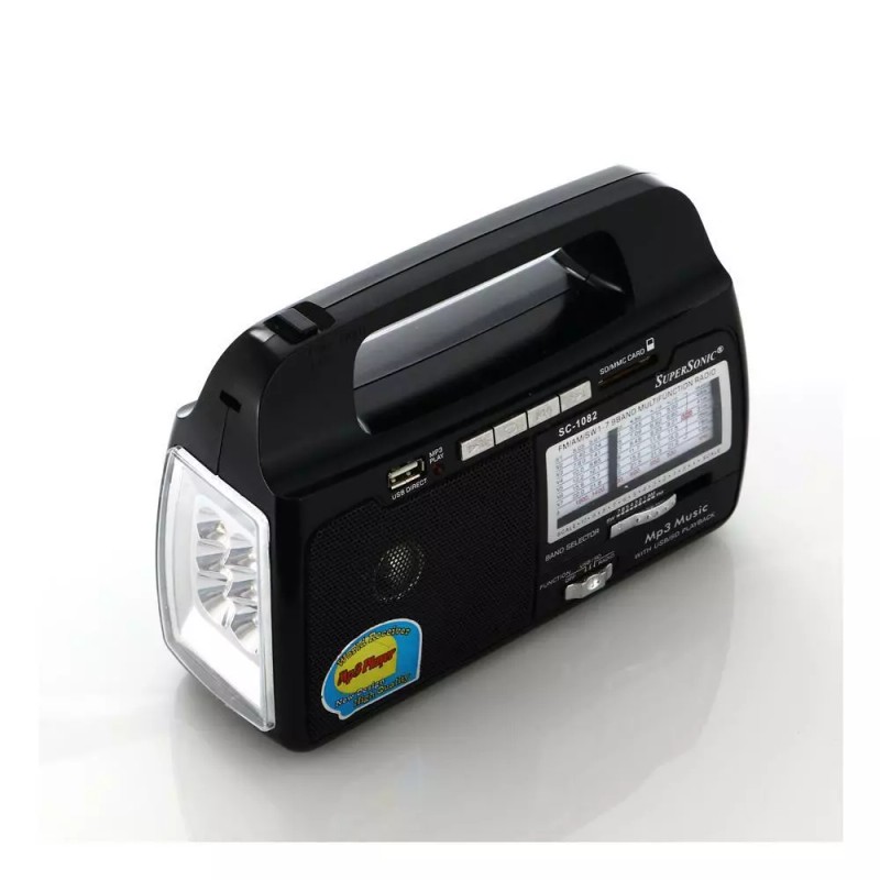 Supersonic 9 Band AM/FM/SW1-7 Portable Radio W Built-In Torch Light