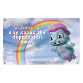 YOSASAH Bibble Happiness Cartoon Flag Inspirational 3X5 FT Rainbow Tapestry Dorm Decor Man Cave Wall Banner Poster with Brass Grommets For College Dorm