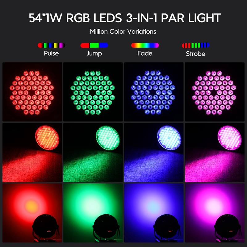 Betopper 54x1W RGB LED Stage DJ Par Lights with Remote