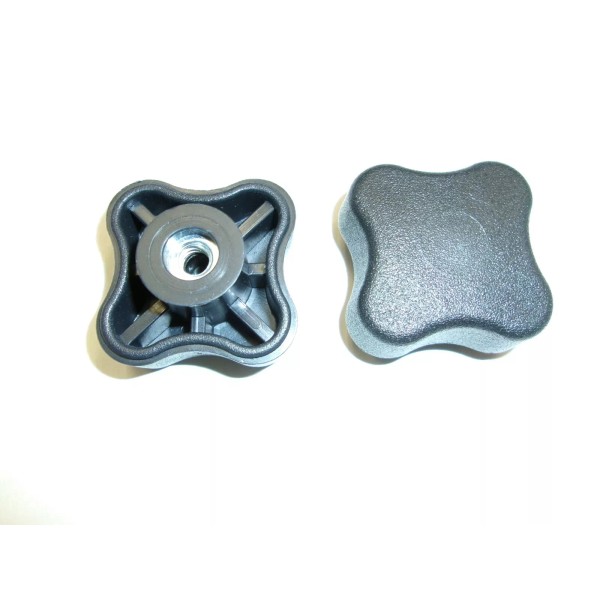 NMD 2 PCS 1.72" 4 LOBE BLACK KNOBS 1/4-20 STEEL