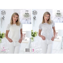 King Cole 4786 Knitting Pattern Womens Tops in King Cole Giza Sorbet and Cotton 4 Ply