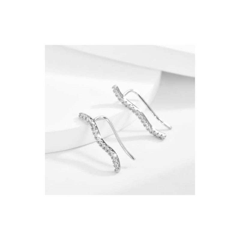 Earrings Silver for Women, Earrings Climber Stud Earrings with 5A