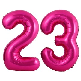 Hot Pink 23 Number Balloons, 40 Inch Giant Number 23 Balloons Foil Mylar Helium Hot Pink Number Balloons for 23th Birthday Party Supplies Anniversary Event Celebration Decorations