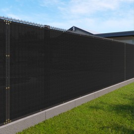 Windscreen4less 4' x 7' Privacy Fence Screen Heavy Duty Windscreen Fencing Mesh Fabric Shade Net Cover with Brass Grommtes for Outdoor Wall Garden Yard Pool Deck Black